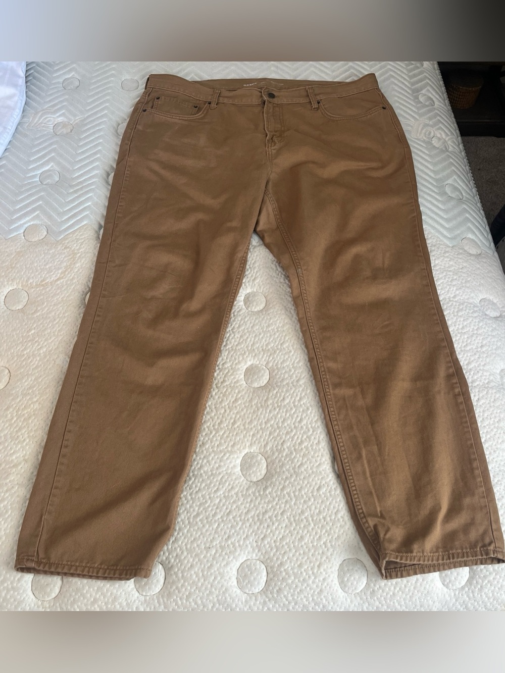 Mens Old Navy Athletic Taper 5 Pocket Pants Tan  Casual Size 42x32